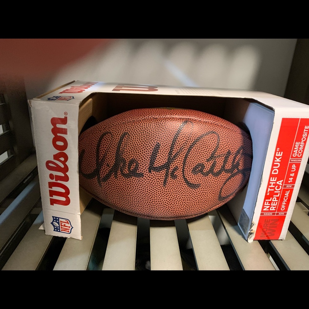 Signed football from mike McCarthy, box is banged up a little but not the ball